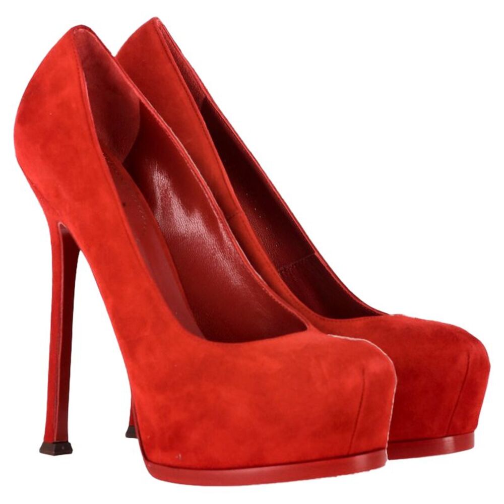 Saint Laurent Tribtoo Pumps in Red Suede - Picture 5 of 9